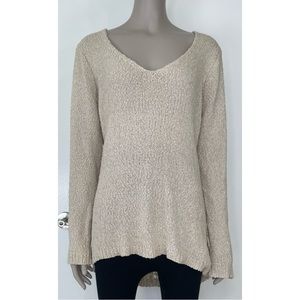 Brandy Melville Beige Crochet Knit Long Sleeve Top